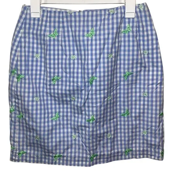 LILLY PULITZER Women's Blue Gingham Embroidered Butterfly Skirt - Picture 2 of 5